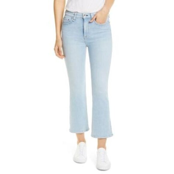 Rag & Bone Womens High Rise Light Wash Cropped Flared Ankle Jeans Sz 30 New - Picture 1 of 12